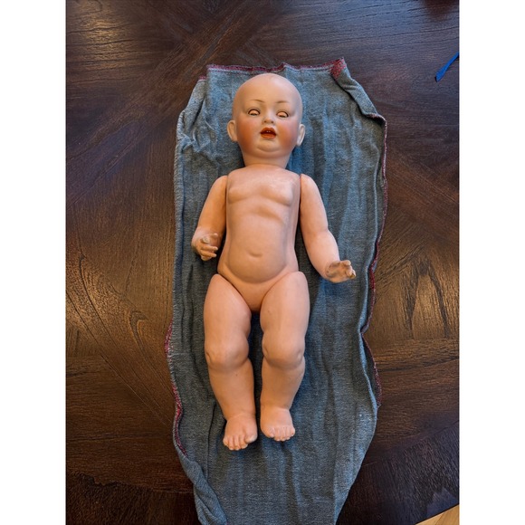18 inch antique Bisque Doll Marked 142 Sleep Eyes Jointed Body Collectible - Picture 14 of 17
